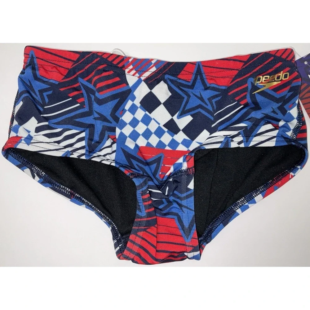 NWT Men's Speedo Overdrive One Brief Swim Trunks True Cobalt Stars Size 26